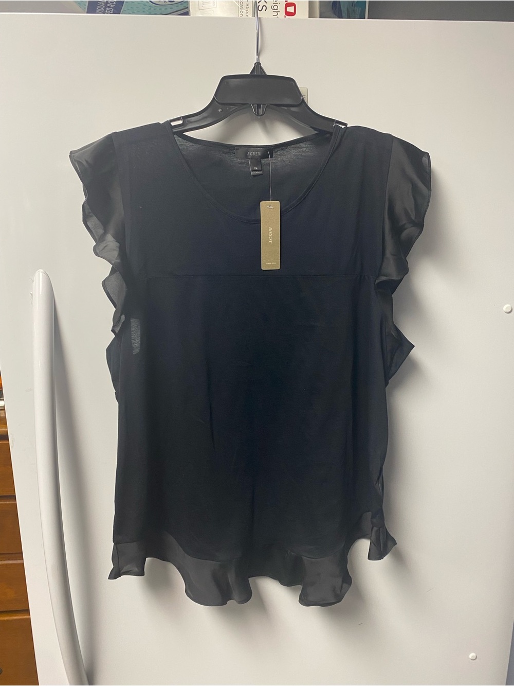 J. Crew Black Ruffle Sleeveless Blouse - Picture 2 of 7